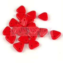   CzechMates 2 Hole Triangle Czech Glass Bead - Opaque Red - 6mm