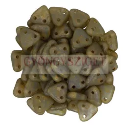   CzechMates 2 Hole Triangle Czech Glass Bead - Aqua vörösréz picasso -6mm