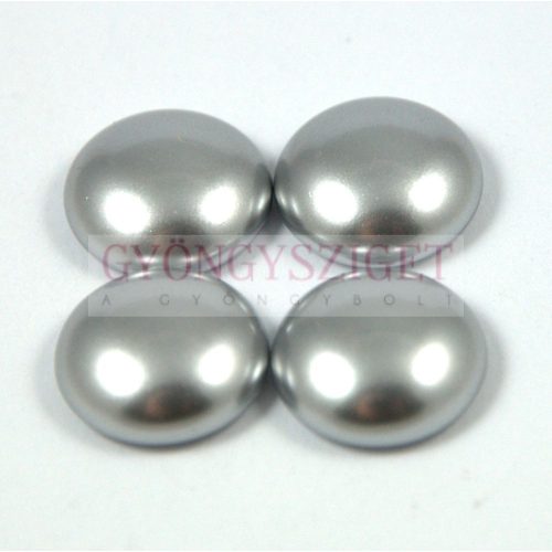 Imitation pearl glass cabochon - silver - 14mm