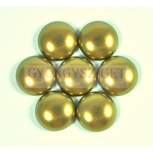 Imitation pearl glass cabochon - pastel khaki golden shine - 14mm
