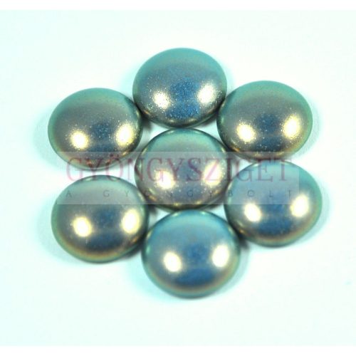 Imitation pearl glass cabochon - steel blue golden shine - 14mm