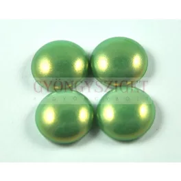Imitation pearl glass cabochon - mint golden shine - 14mm
