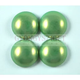 Imitation pearl glass cabochon - mint golden shine - 16mm