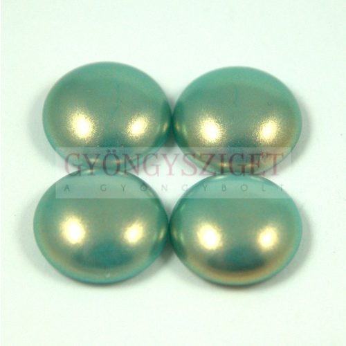 Imitation pearl glass cabochon - turquoise golden shine - 14mm