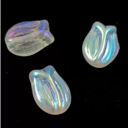 Czech Glass Bead - Tulip - Crystal AB - 16x11mm