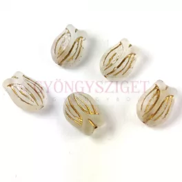 Czech Glass Bead - Tulip - Crystal Matt Gold - 16x11mm