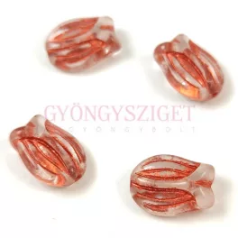 Czech Glass Bead - Tulip - Crystal Copper - 16x11mm