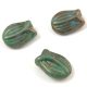 Cseh üveg gyöngy - hosszában fúrt tulipán alakú - Turquoise Green Bronze- 16x11mm