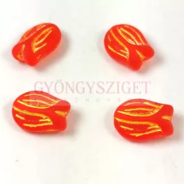 Czech Glass Bead - Tulip - Matt Tangerine Gold - 16x11mm