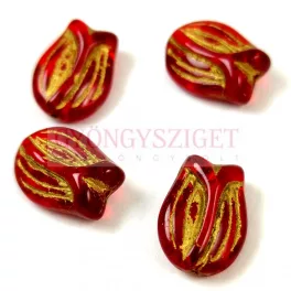 Czech Glass Bead - Tulip - Siam Gold - 16x11mm