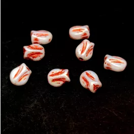 Czech Glass Bead - Tulip - Alabaster AB Copper - 9x7mm