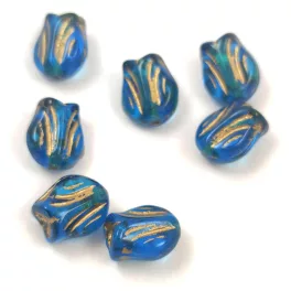 Czech Glass Bead - Tulip - Capri Gold Luster - 9x7mm