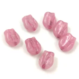 Czech Glass Bead - Tulip - Pink Violet - 9x7mm