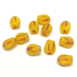 Czech Glass Bead - Tulip - Jonquil Matt Copper - 9x7mm