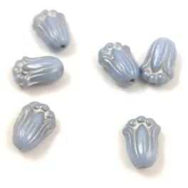   Tulip Bud - cseh préselt üveggyöngy - Light Blue Silver - 12x8mm
