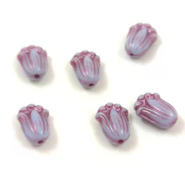   Tulip Bud - cseh préselt üveggyöngy - Light Blue Violet - 12x8mm