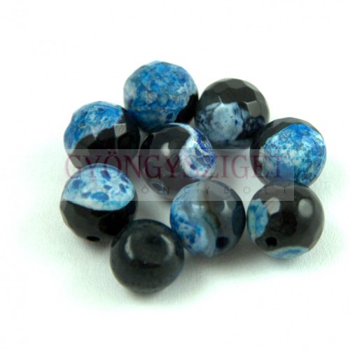 Fite agate - round bead - jet blue - 8mm