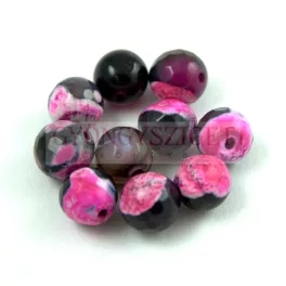 Tűz achát gyöngy - jet pink - 8mm