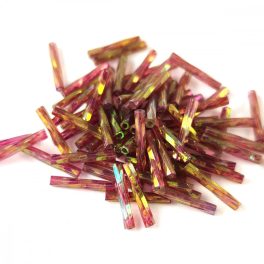   Miyuki Twisted Bugle Japanese Seed Bead - 301 - Dark Topaz Rainbow Luster - 12mm