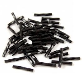   Miyuki Twisted Bugle Japanese Seed Bead - 401 - Opaque Black - 12mm