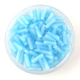   Miyuki Twisted Bugle Japanese Seed Bead - 260f - Matte Transparent Aqua AB - 6mm