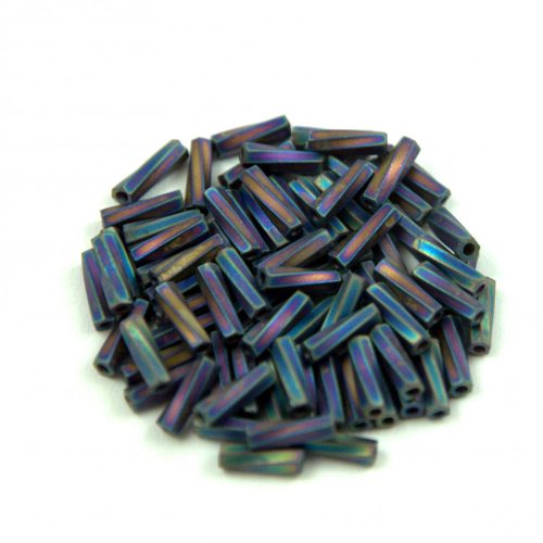 Miyuki Twisted Bugle Japanese Seed Bead - 401fr - Frosted Rainbow Black - 6mm