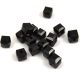 Cube shaped glass beads - Jet - 6mm