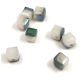 Cube shaped glass beads - Alabaster Opal Iris Luster - 6mm