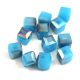 Cube shaped glass beads - Aqua Opal Iris Luster - 6mm
