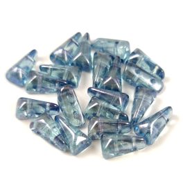   Vexolo cseh préselt 2lyukú gyöngy - Crystal Blue Luster - 5x8mm