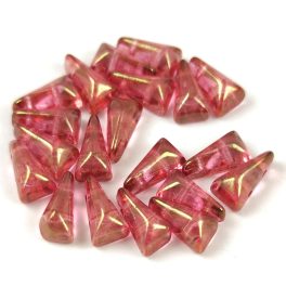   Vexolo cseh préselt 2lyukú gyöngy - Crystal Pink Gold Luster - 5x8mm