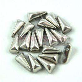   Vexolo cseh préselt 2lyukú gyöngy - Crystal Silver - 5x8mm