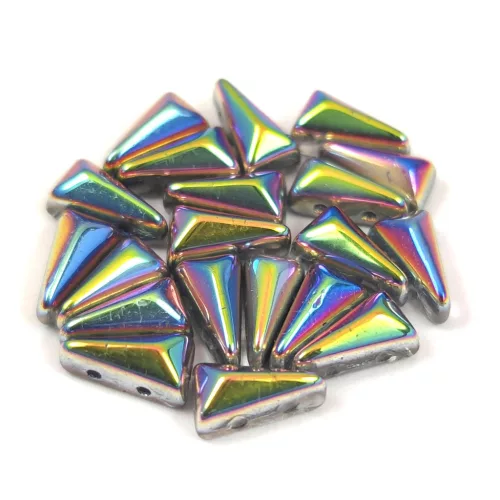Vexolo cseh préselt 2lyukú gyöngy - Crystal Vitrail - 5x8mm
