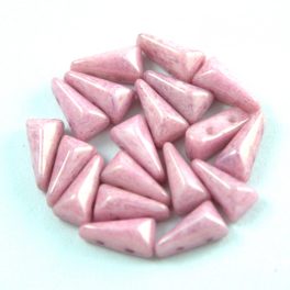  Vexolo cseh préselt 2lyukú gyöngy – White Pink Luster - 5x8mm