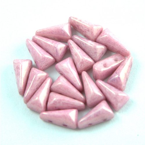 Vexolo cseh préselt 2lyukú gyöngy – White Pink Luster - 5x8mm