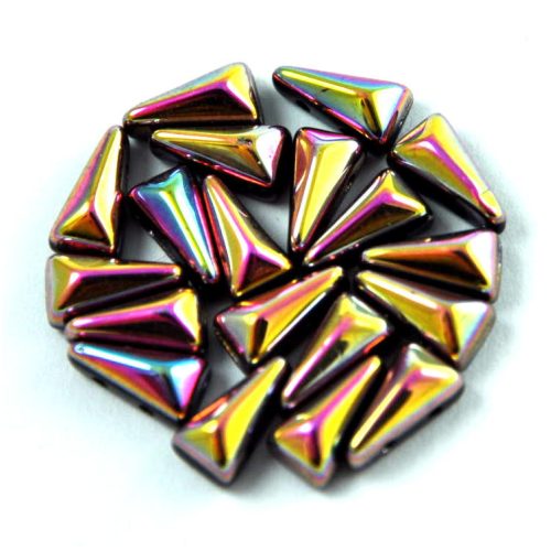 Vexolo cseh préselt 2lyukú gyöngy - Jet Pink Gold - 5x8mm