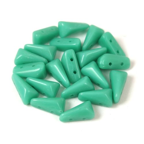 Vexolo cseh préselt 2lyukú gyöngy – Turquoise Green - 5x8mm