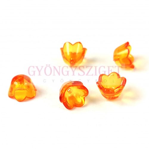 Plastic flower bead - Tangerine  - 7x9mm