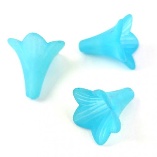 Plastic flower bead - Aqua - 21mm