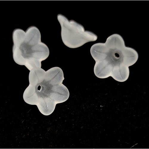 Plastic flower bead - Opal White - 13x7mm