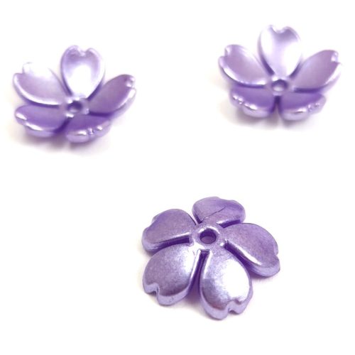 Plastic flower bead - Purple - 14 x 15 x 4 mm