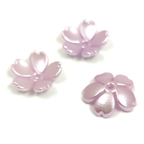 Plastic flower bead - Violet - 14 x 15 x 4 mm