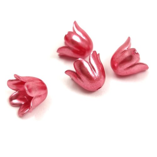 Plastic flower bead - Raspberry - 11x9mm