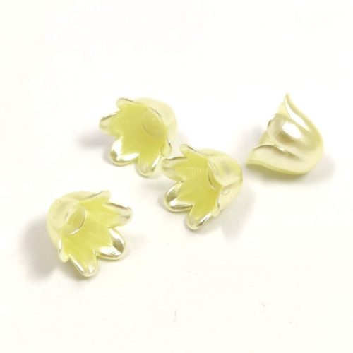 Plastic flower bead - Yellow - 11x9mm