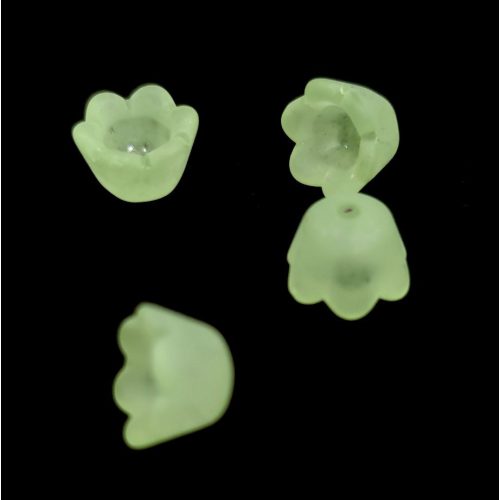 Plastic flower bead - Lime Matt - 9x7mm