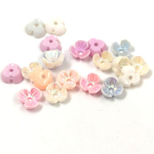 Plastic flower bead - Mix - 6mm