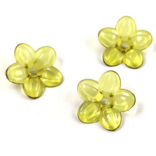 Plastic flower bead - Olive - 21 x 21 x 5 mm