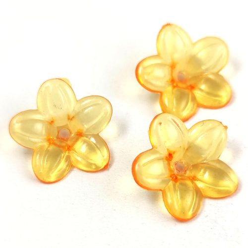 Plastic flower bead - Orange - 21 x 21 x 5 mm