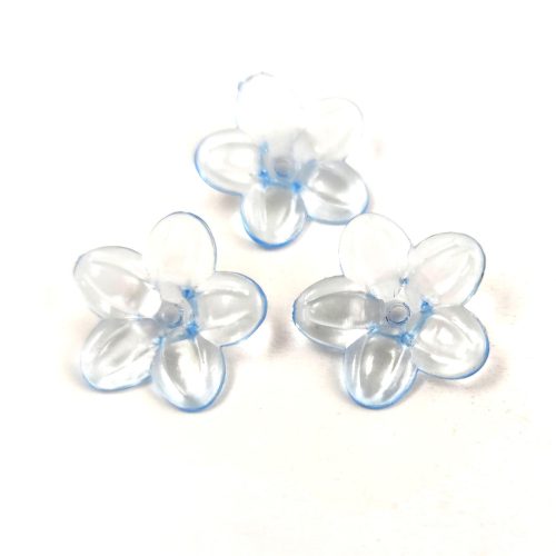 Plastic flower bead - Blue - 21 x 21 x 5 mm