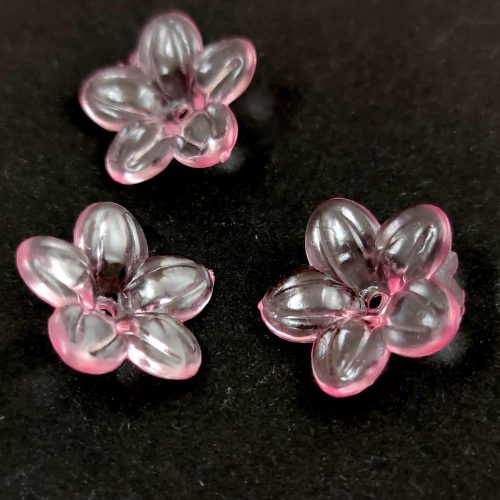 Plastic flower bead - Pink - 21 x 21 x 5 mm
